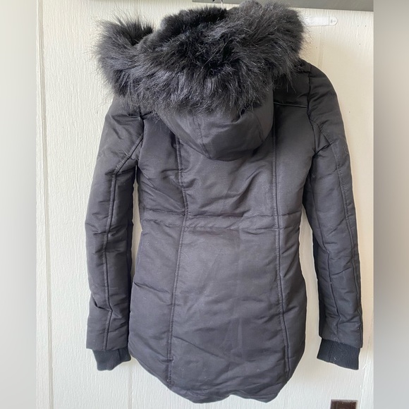 Storm Mountain black weatherproof parka with black faux fur trim size xs - Picture 5 of 14